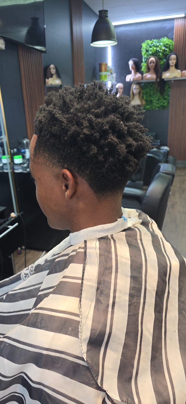 Curly top fade back view