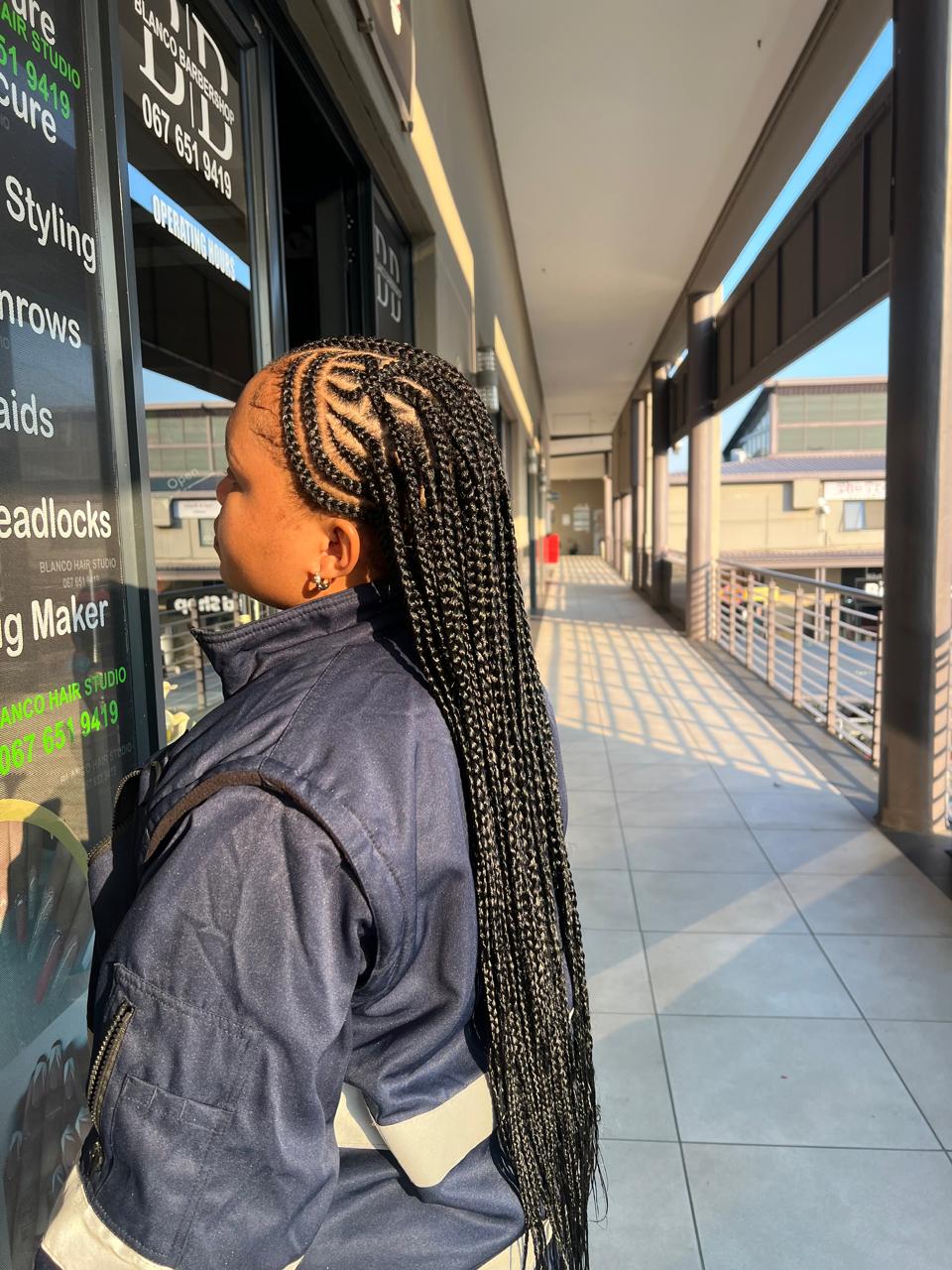 Long ombre braids side view