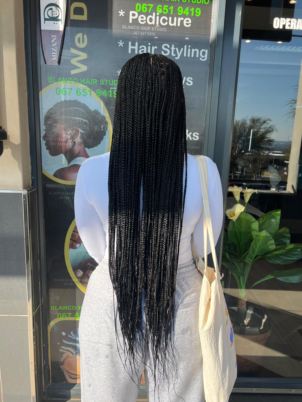 Classic waist-length box braids