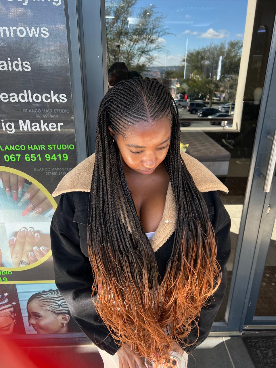 Ombre braids wet look